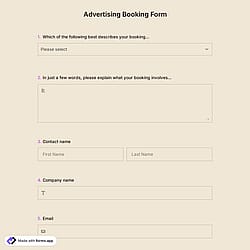Advertising Booking Form