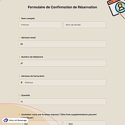 Formulaire de confirmation de réservation