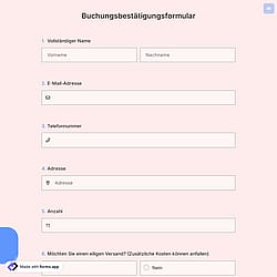 Buchungsbestätigungsformular