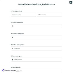 Formulário de Confirmação de Reserva