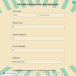 Formulaire de Évaluation de le Application