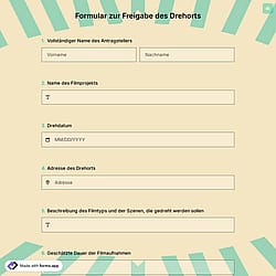 Formular zur Freigabe des Drehorts