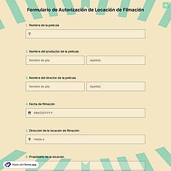 Formulario de Autorización de Locación de Filmación