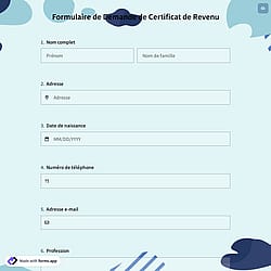 Formulaire de Demande de Certificat de Revenu