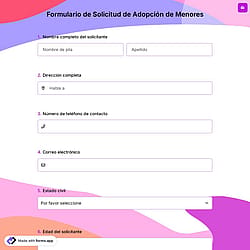 Formulario de Solicitud de Adopción de Menores
