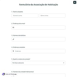 Formulário da Associação de Habitação