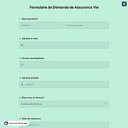 Formulaire de Demande de Assurance Vie