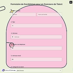 Formulaire de Candidature pour un Concours de Talent
