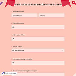 Formulario de Solicitud para Concurso de Talentos
