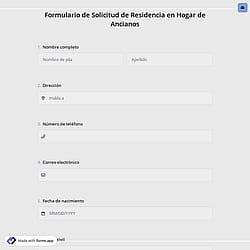 Formulario de Solicitud de Residencia en Hogar de Ancianos