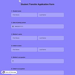 Student Transfer Application Form