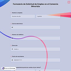 Formulario de Solicitud de Empleo en el Comercio Minorista