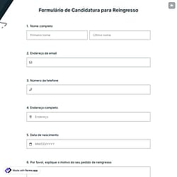 Formulário de Candidatura para Reingresso
