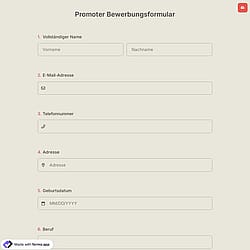 Promoter Bewerbungsformular