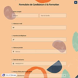 Formulaire de Candidature à la Formation
