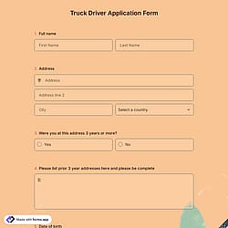 Truck Driver Application Form