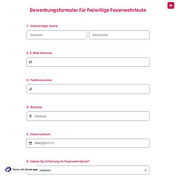 Bewerbungsformular für Freiwillige Feuerwehrleute