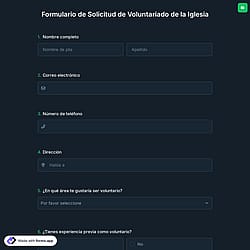 Formulario de Solicitud de Voluntariado de la Iglesia