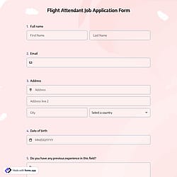 Flight Attendant Job Application Form
