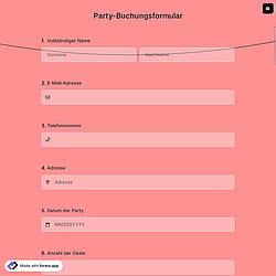 Party-Buchungsformular