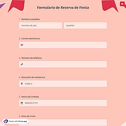 Formulario de Reserva de Fiesta