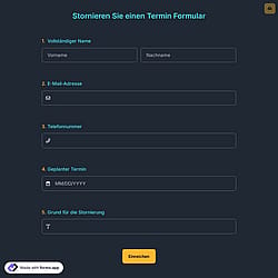 Stornieren Sie einen Termin Formular