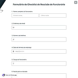 Formulário de Checklist de Rescisão de Funcionário