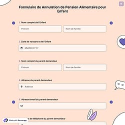 Formulaire de Annulation de Pension Alimentaire pour Enfant