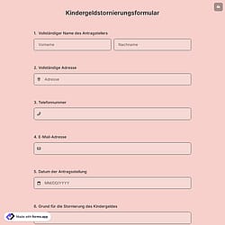 Kindergeldstornierungsformular