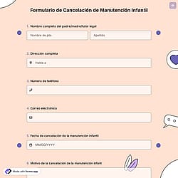 Formulario de Cancelación de Manutención Infantil