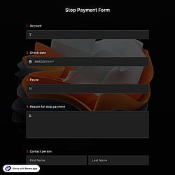Stop Payment Form