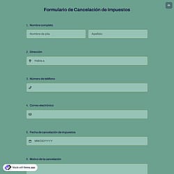 Formulario de Cancelación de Impuestos