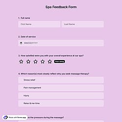 Spa Feedback Form