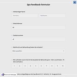 Spa Feedback-Formular