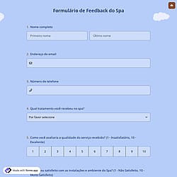 Formulário de Feedback do Spa