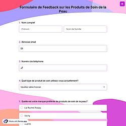 Formulaire de Feedback sur les Produits de Soin de la Peau