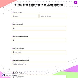 Formulaire de Réservation de Divertissement