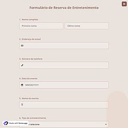 Formulário de Reserva de Entretenimento