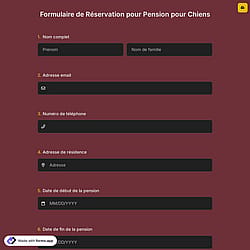 Formulaire de Réservation pour Pension pour Chiens