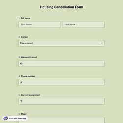 Housing Cancellation Form