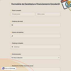 Formulário de Candidatura Financiamento Estudantil