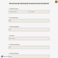 Formulario de Solicitud de Financiamiento Estudiantil