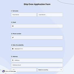 Ship Crew Application Form