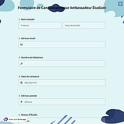 Formulaire de Candidature pour Ambassadeur Étudiant