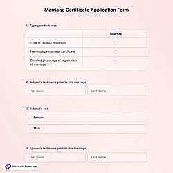 Marriage Certificate Application Form