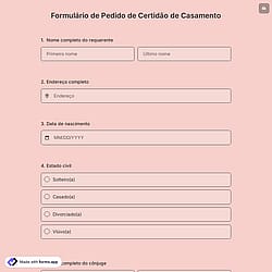 Formulário de Pedido de Certidão de Casamento