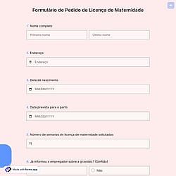 Formulário de Pedido de Licença de Maternidade