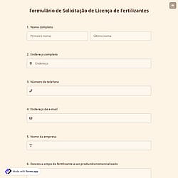 Formulário de Solicitação de Licença de Fertilizantes