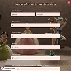 Bewerbungsformular für Darstellende Künste