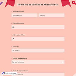 Formulario de Solicitud de Artes Escénicas